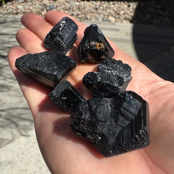 Raw Black Tourmaline Crystal Chunks - Picture 2 of 2